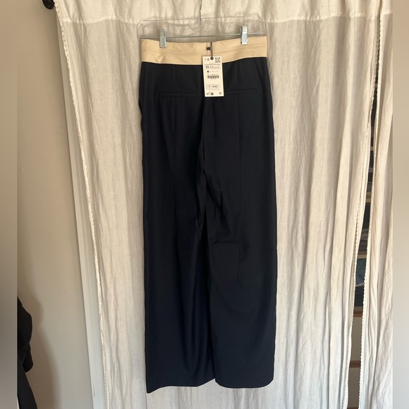 NWT Zara Contrast Waist Straight Leg Pants - Picture 3 of 7